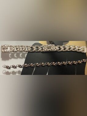 925 Skull Link Bracelet and Stainless Skull Bracelet Set